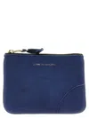 Comme Des Garçons Zipped Logo Wallet In Blue