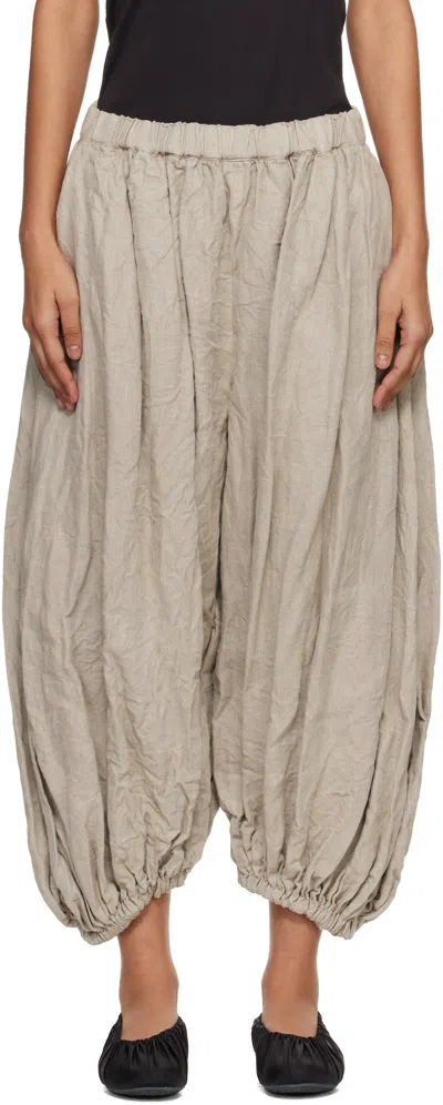 Comme Des Garçons Beige Linen Herringbone Garment Treated Trousers In Sand