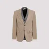 Comme Des Garçons Gray And Beige Layered Wool Jacket In Beige