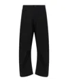 Comme Des Garçons Curved Leg Trousers With Knee Pincer Detail And Adjustable Back Strap In Black