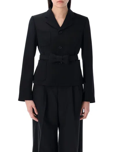 COMME DES GARÇONS COMME DES GARÇONS BELTED BLACK WOOL JACKET WITH TAILORED FIT