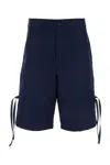 Comme Des Garçons Navy Blue Polyester Bermuda Shorts In Blue