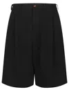 Comme Des Garçons Bermuda Shorts With Pleated Design And Pockets In Black