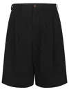Comme Des Garçons Bermuda Shorts With Pleated Design And Pockets In Black