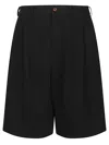 Comme Des Garçons Bermuda Shorts With Pleated Design And Pockets In Black