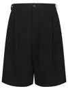 Comme Des Garçons Bermuda Shorts With Pleated Design And Pockets In Black