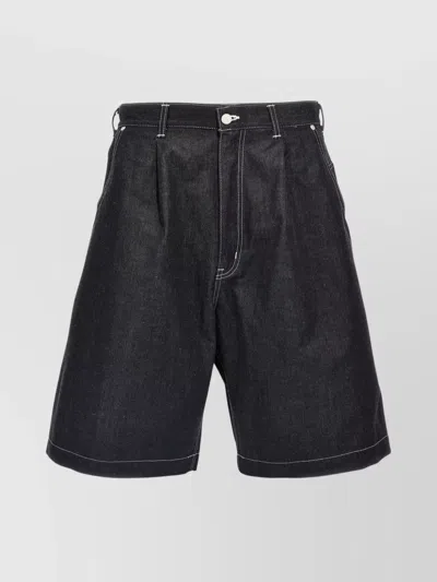 Comme Des Garçons Bermuda Shorts With Back Pockets And Front Pleats In Blue