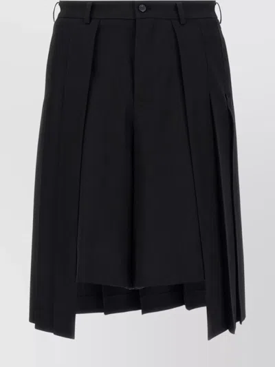 Comme Des Garçons Bermuda Shorts With Pleated Design And Pockets In Black
