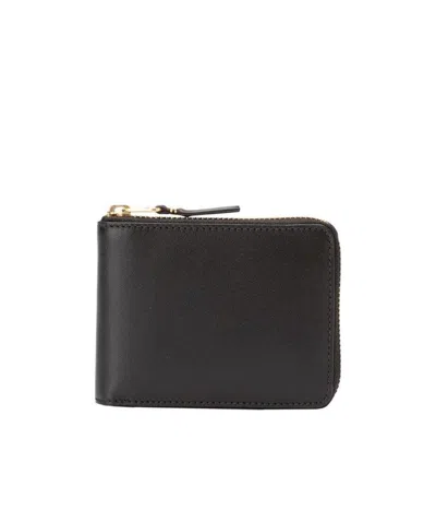Comme Des Garçons Bi-fold Zipped Leather Wallet In Black