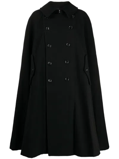 Comme Des Garçons Bib-collar Double-breasted Cape In Black