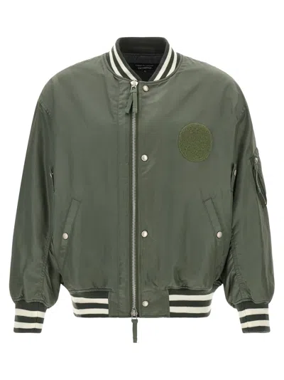 Comme Des Garçons Bicolor Nylon Bomber Jacket In Green