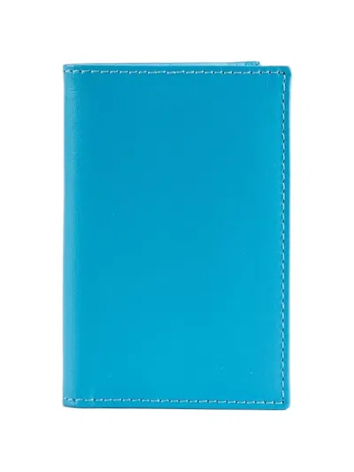 Comme Des Garçons Bifold Leather Wallet In Blue