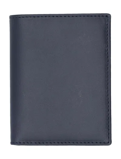 Comme Des Garçons Bifold Wallet With Smooth Matte Finish In Blue