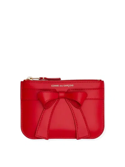Comme Des Garçons Big Bow 145x105 Mm Wallet In Red