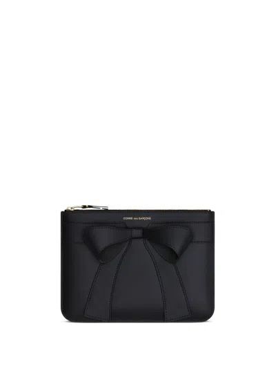 Comme Des Garçons Big Bow Leather Card Case In Black