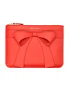 Comme Des Garçons Big Bow Leather Pouch In Red