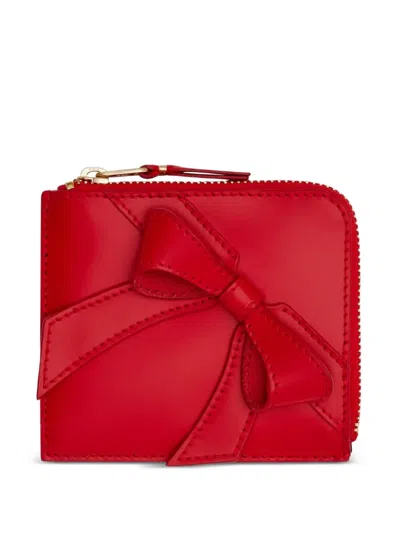 Comme Des Garçons Big Bow Zip Wallet In Red