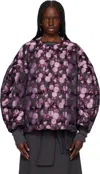 Comme Des Garçons Black & Pink Jacquard Quilted Jacket In Black/ Pink