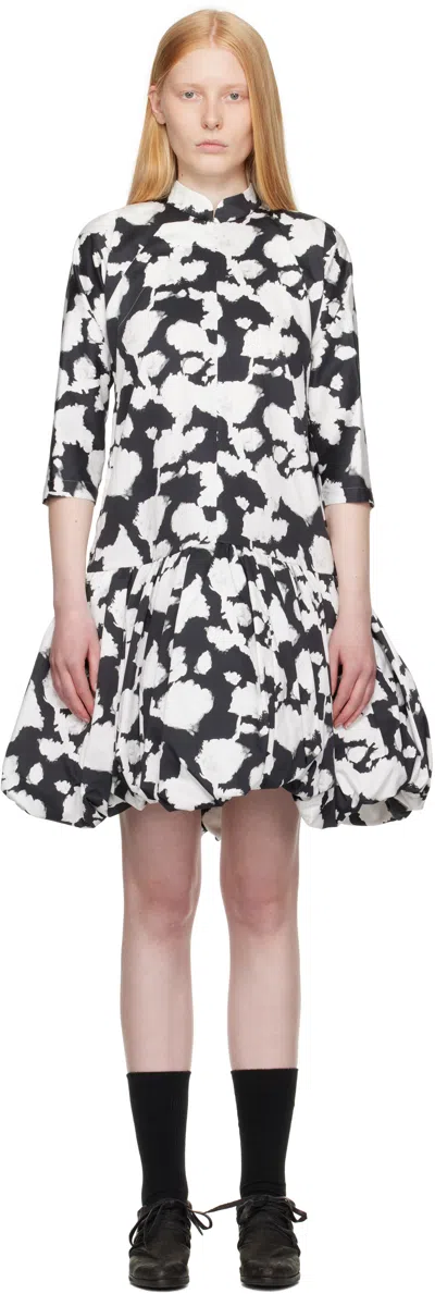 Comme Des Garçons Black & White Cotton Satin Midi Dress