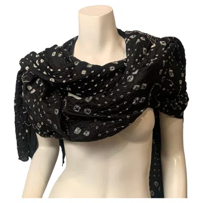 Pre-owned Comme Des Garçons Black And White Japanese Shibori Silk Shawl Attributed To