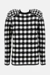 Comme Des Garçons Gingham Check Long Sleeve Crew Neck Top In Black