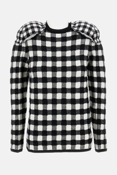 COMME DES GARÇONS BLACK & WHITE PLAIDED SWEATER