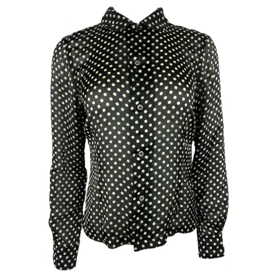 Pre-owned Comme Des Garçons Comme Des Garcons Black And White Polka Dot Blouse Top, Size Small