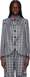 Comme Des Garçons Lapel Long-sleeved Suit Jacket In Black/white