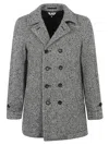 Comme Des Garçons Wool Double-breasted Coat Back Vent In Gray