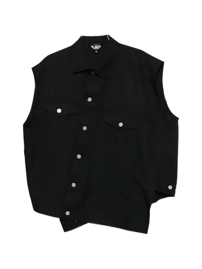 Comme Des Garcons Black Loose-fit Sleeveless Off-center Shirt In Black