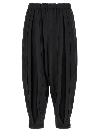 Comme Des Garçons Barrel Leg Polyester Trousers In Black