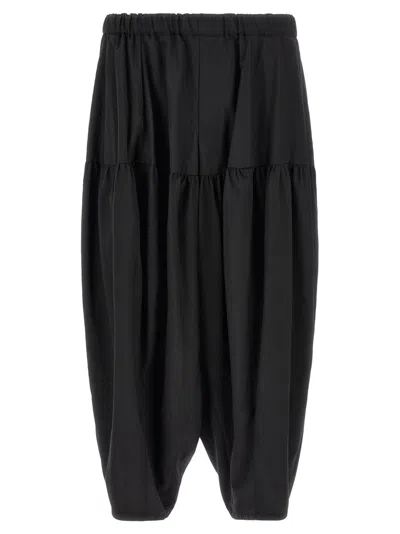 Comme Des Garçons Barrel Leg Polyester Trousers In Black
