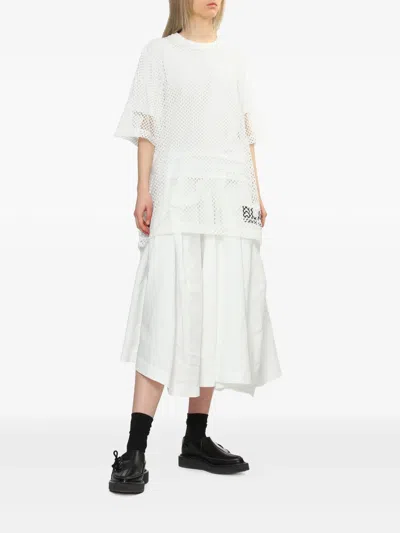 Comme Des Garcons Black Big Mesh Lace T-shirt In White