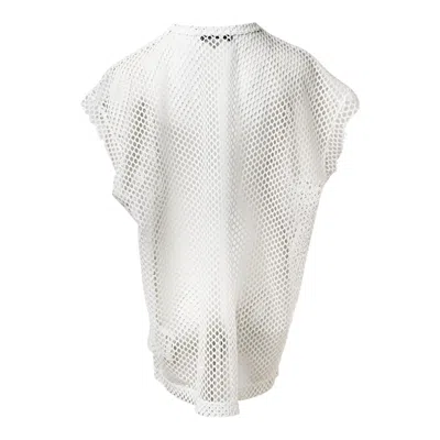 Comme Des Garcons Black Big Mesh Lace Tank Top In White