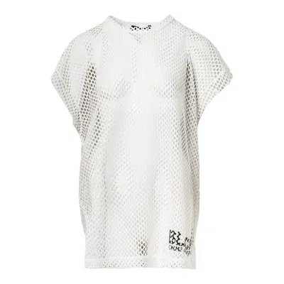 Comme Des Garcons Black Big Mesh Lace Tank Top In White