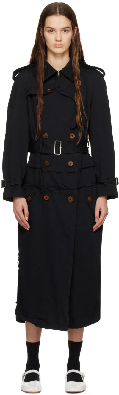 Comme Des Garcons Black Black Double-breasted Trench Coat In 1 Black
