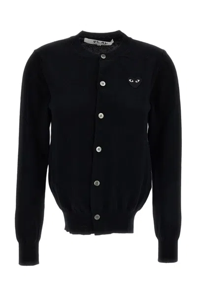 Comme Des Garçons Black Black Emblem Wool Roundneck Cardigan