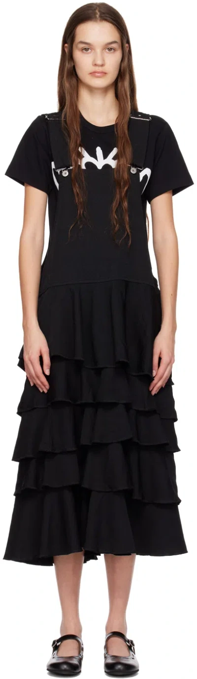 Comme Des Garcons Black Black Ruffled Midi Dress In 1 Black