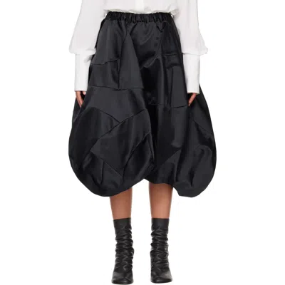Comme Des Garçons Gathered Satin Midi Skirt In Black