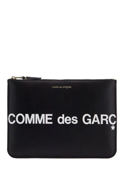 COMME DES GARÇONS BLACK CALFSKIN WALLET WITH LARGE LOGO