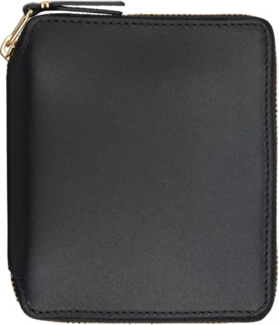 Comme Des Garçons Calfskin Compact Wallet Gold-tone Hardware In Black