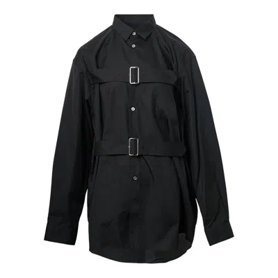 Comme Des Garcons Black Cotton Buckled Long Sleeve Shirt In Black