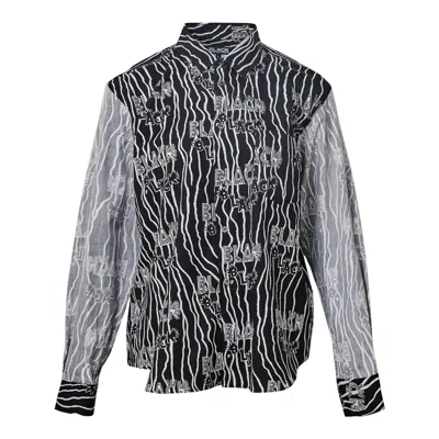 Comme Des Garcons Black Cotton Filip Pagowski Print Long Sleeve Shirt In Black