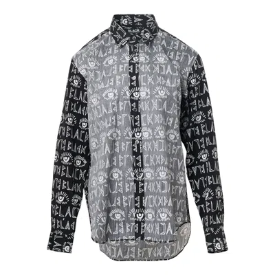 Comme Des Garcons Black Cotton Filip Pagowski Print Long Sleeve Shirt In Gray