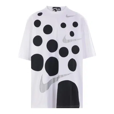 Comme Des Garcons Black Cotton Jersey Nike Print T-shirt In White