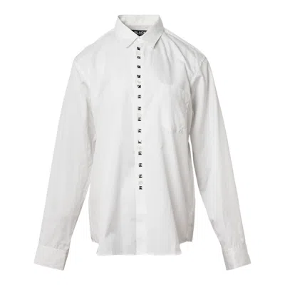 Comme Des Garcons Black Cotton Studs Long Sleeve Shirt In White