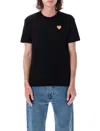 Comme Des Garçons Black Crewneck Heart Logo T-shirt In Black