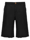 Comme Des Garçons Black Crumpled Bermuda Shorts In Black
