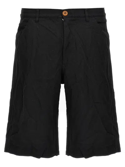 COMME DES GARÇONS BLACK CRUMPLED BERMUDA SHORTS
