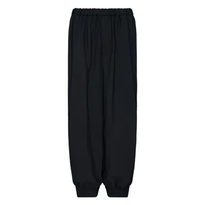 Comme Des Garcons Black Cuffed Hem Elastic Waistband Pants In Black
